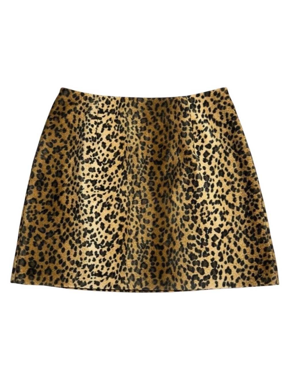 Vintage Hugo Buscati Velvet Leopard Print A-Line Mini Skirt Brown Beige Size 4
